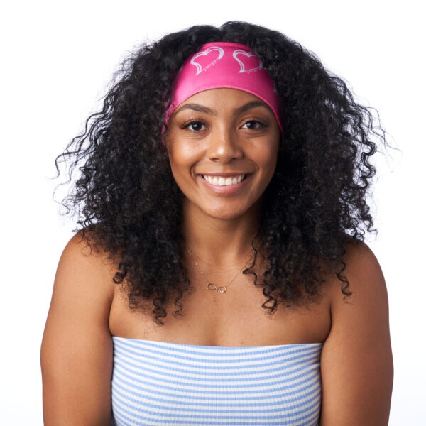 Hot Pink Silk Laying Scarf with White Heart Pattern